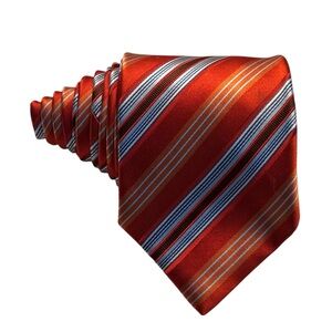 ERMENEGILDO ZEGNA Stripe silk cotton necktie orange blue luxury Italian designer